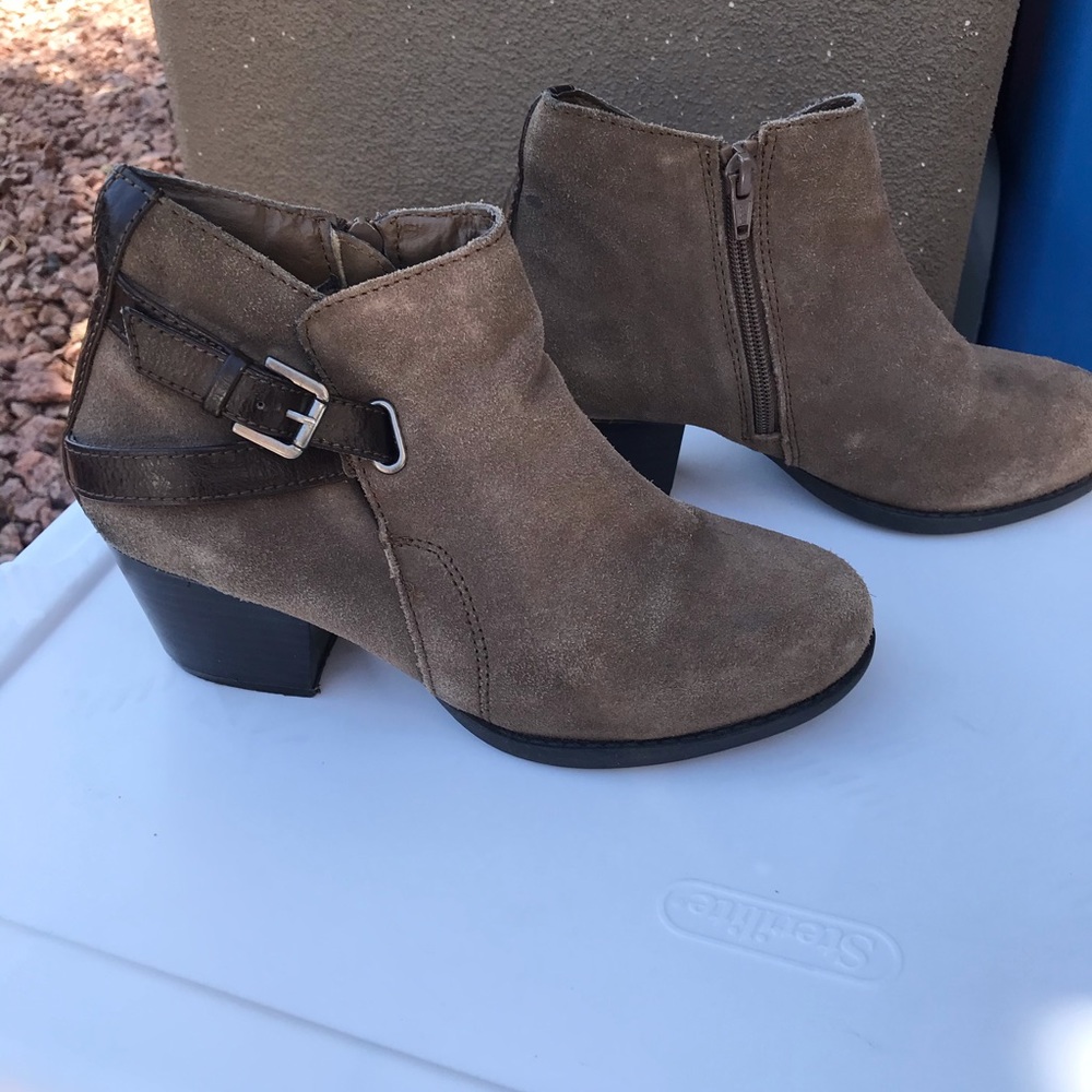 Beige suede booties